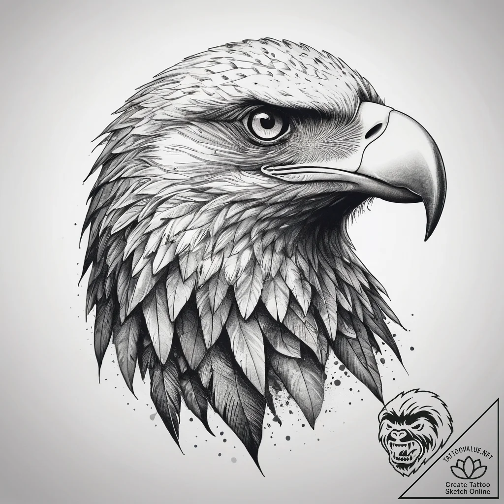Tattoo sketch puns an eagle that says "i'm an... - tattoo sketch (№1758050340_0, 16.09.2025 19:19) — tattoovalue.net