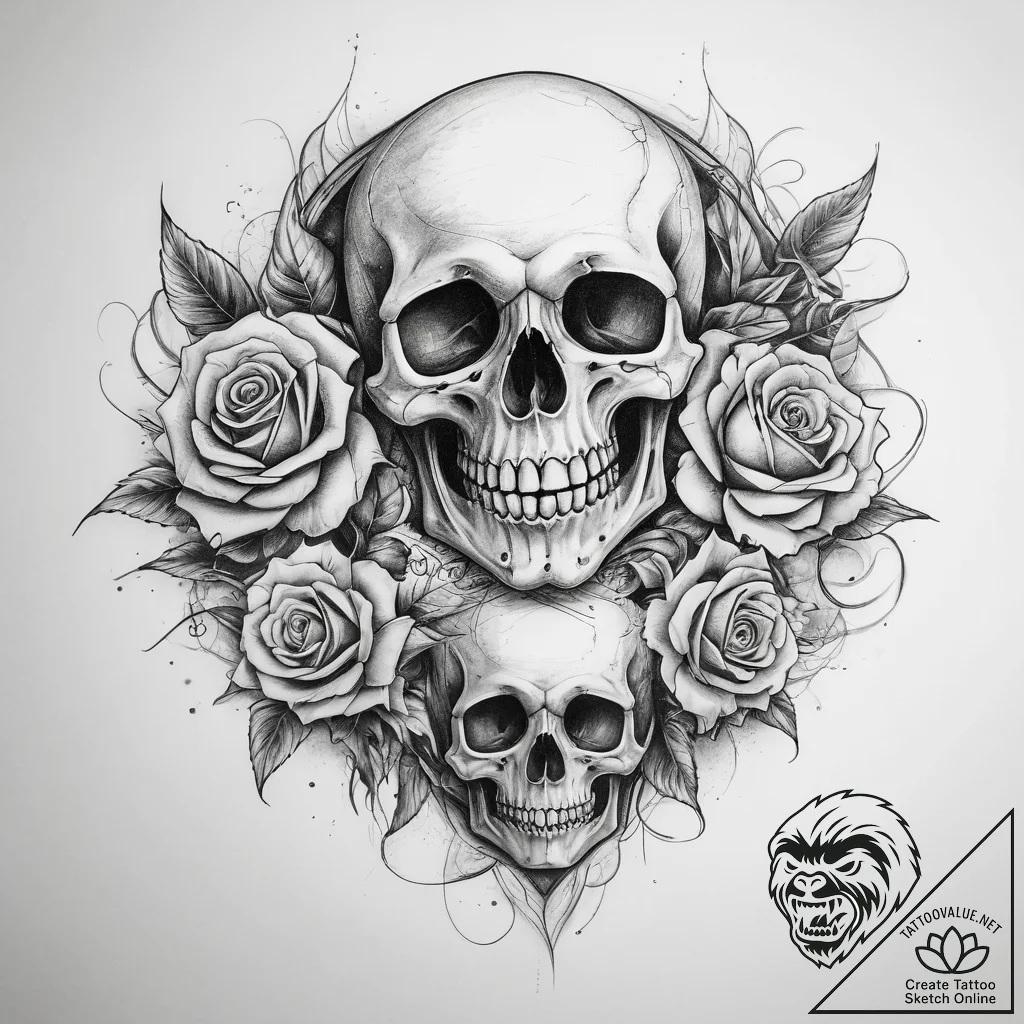 Tattoo sketch laughing skull, tattoo drawing... - tattoo sketch (№1758051502_0, 16.09.2025 19:38) — tattoovalue.net