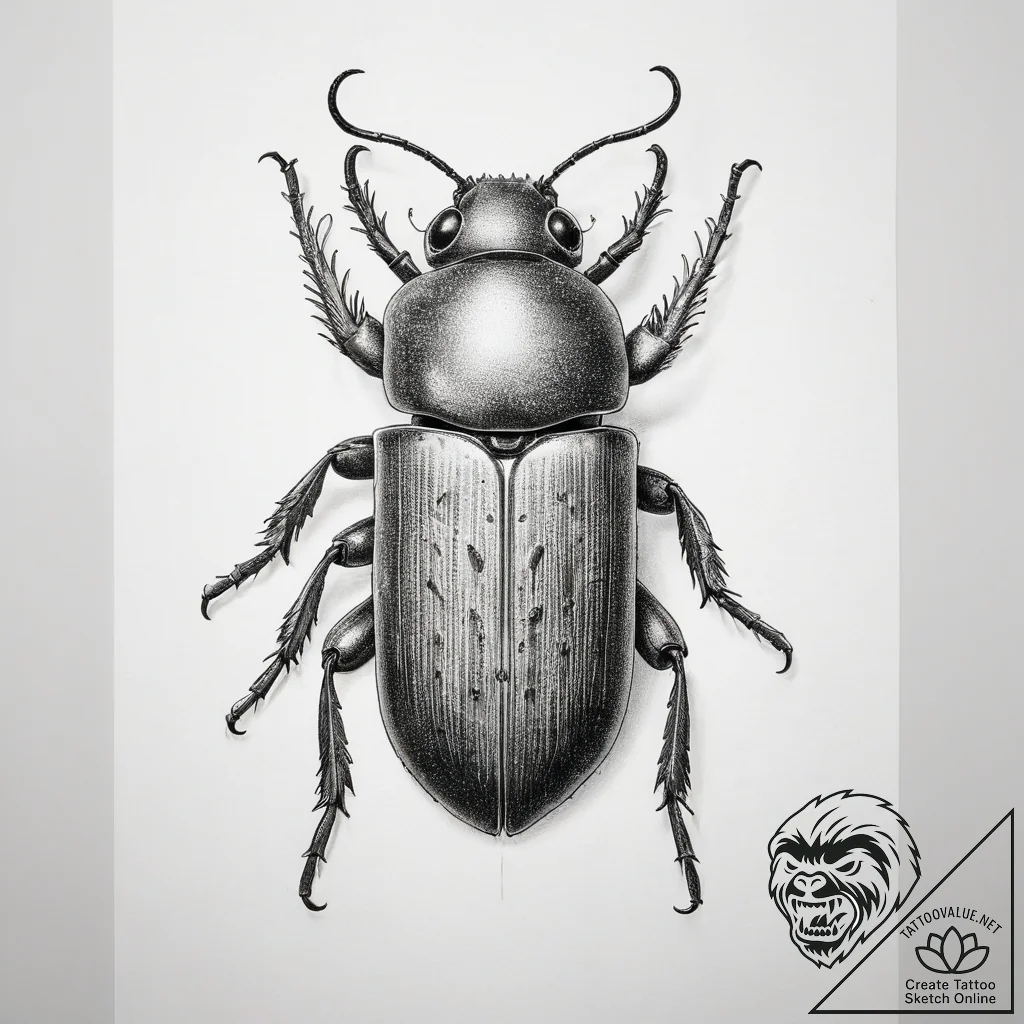 Tattoo sketch powderpost beetle - tattoo sketch (№1758051696_0, 16.09.2025 19:41) — tattoovalue.net