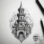 Tattoo sketch tower, tattoo line art, black a… – tattoo sketch (№1758052858_0, 16.09.2025 20:00) — tattoovalue.net