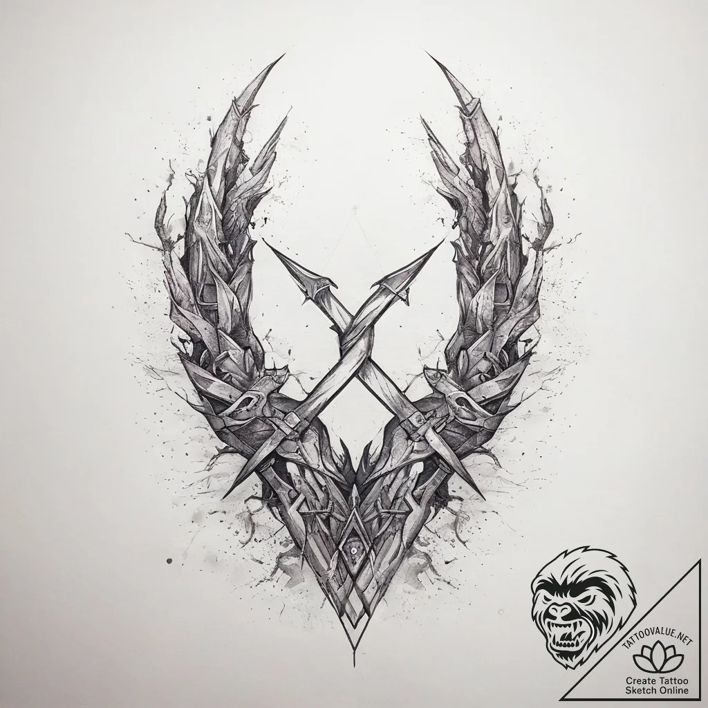 Tattoo sketch gebo rune with two intertwining... - tattoo sketch (№1758053052_0, 16.09.2025 20:04) — tattoovalue.net