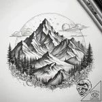Tattoo sketch горы, concept art for tattoo, s… – tattoo sketch (№1758054216_0, 16.09.2025 20:23) — tattoovalue.net
