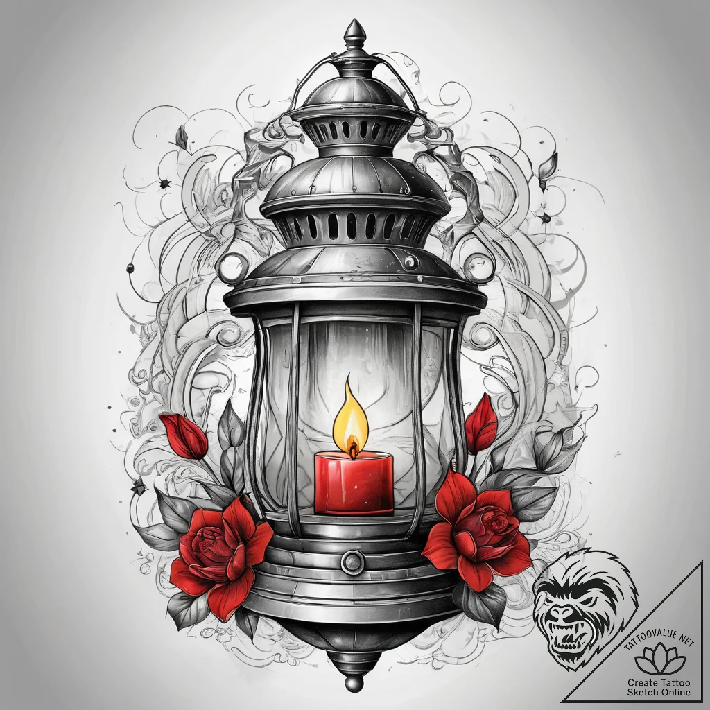 Tattoo sketch old lantern with a light, tatto... - tattoo sketch (№1758054410_0, 16.09.2025 20:26) — tattoovalue.net
