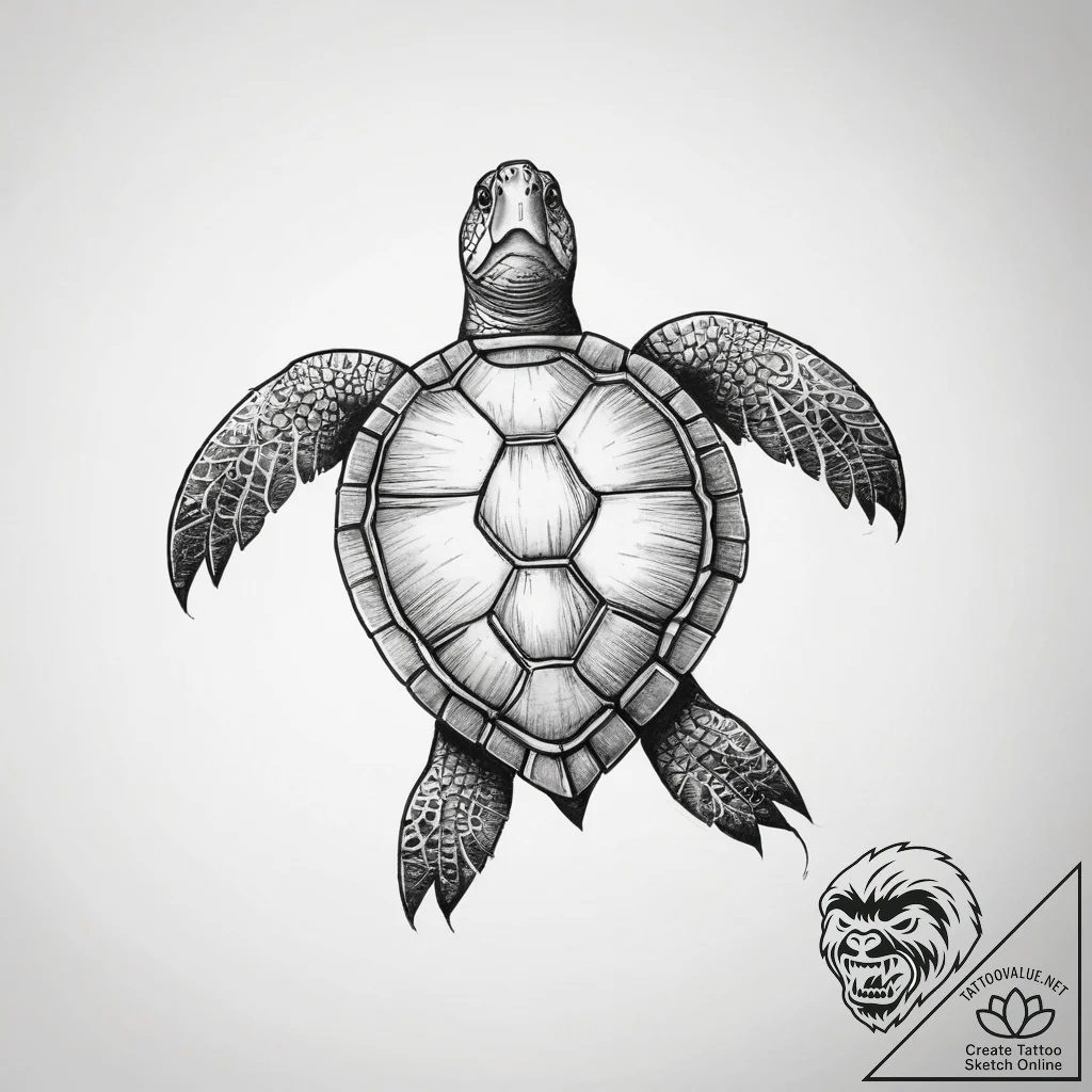 Tattoo sketch puns a turtle that says "i'm a... - tattoo sketch (№1758054605_0, 16.09.2025 20:30) — tattoovalue.net