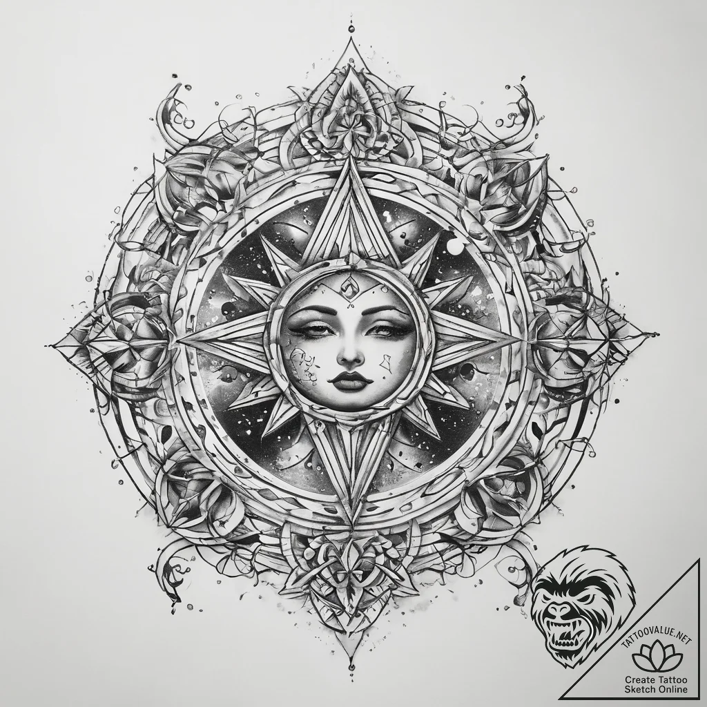 Tattoo sketch cosmic lore - tattoo sketch (№1758054799_0, 16.09.2025 20:33) — tattoovalue.net