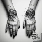 Tattoo sketch hands with a rope, tattoo flash… – tattoo sketch (№1758055578_0, 16.09.2025 20:46) — tattoovalue.net