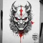 Tattoo sketch oni, tattoo drawing outline, tr… – tattoo sketch (№1758055968_0, 16.09.2025 20:52) — tattoovalue.net