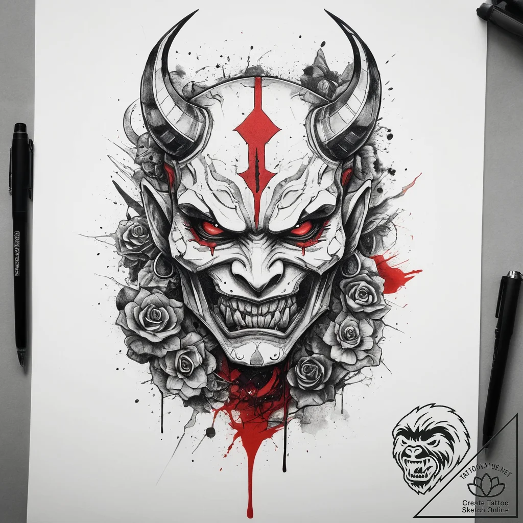 Tattoo sketch oni, tattoo drawing outline, tr... - tattoo sketch (№1758055968_0, 16.09.2025 20:52) — tattoovalue.net