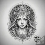 Tattoo sketch spiritual character, concept ar… – tattoo sketch (№1758057129_0, 16.09.2025 21:12) — tattoovalue.net