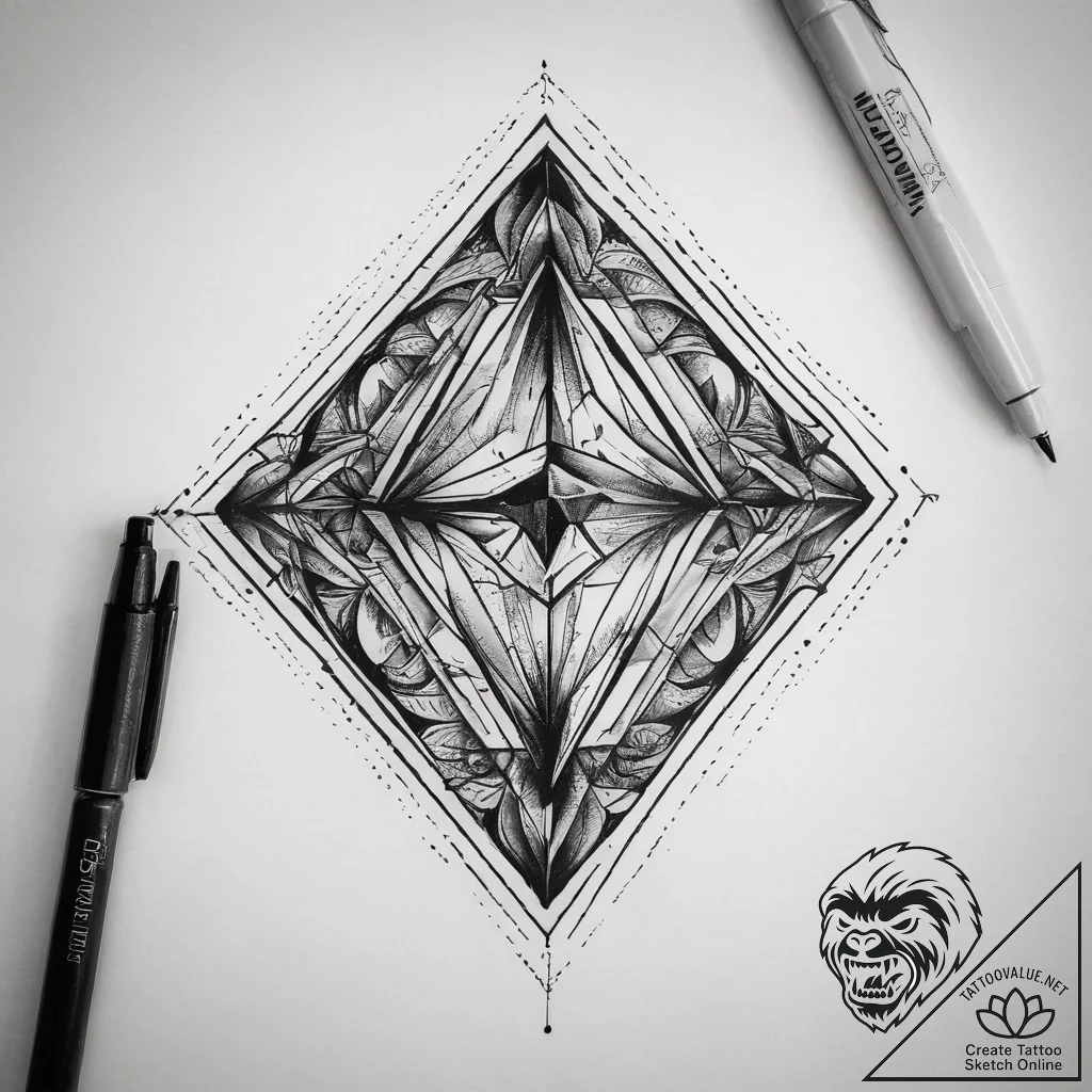 Tattoo sketch diamond cut, tattoo line art, m... - tattoo sketch (№1758057322_0, 16.09.2025 21:15) — tattoovalue.net