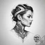 Tattoo sketch cyberpunk glowing circuitry, co… – tattoo sketch (№1758058484_0, 16.09.2025 21:34) — tattoovalue.net