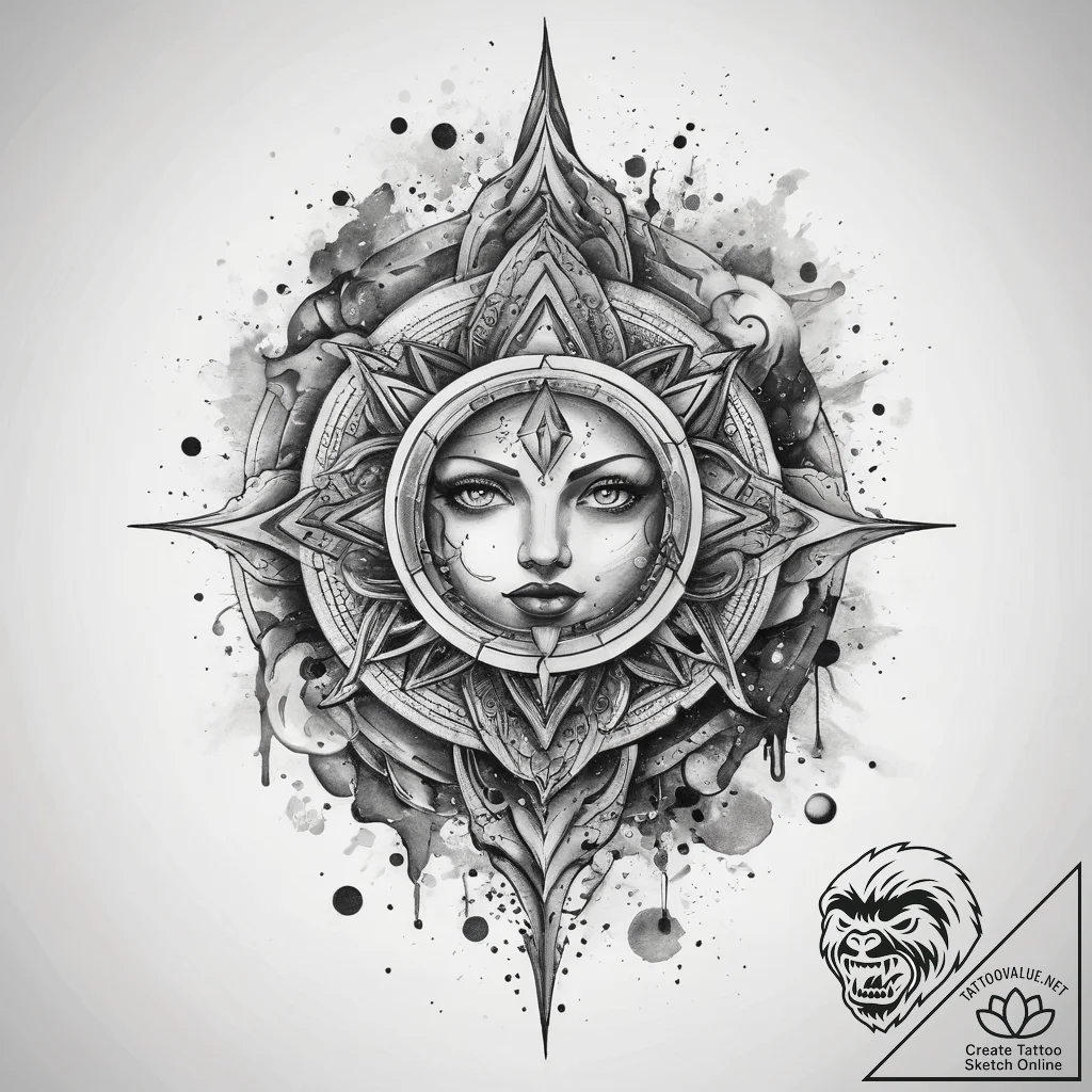 Tattoo sketch cosmic fable, concept art for t... - tattoo sketch (№1758059865_0, 16.09.2025 21:57) — tattoovalue.net