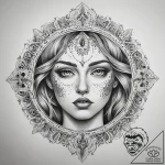 Tattoo sketch broken mirror reflecting a pers… – tattoo sketch (№1758060267_0, 16.09.2025 22:04) — tattoovalue.net