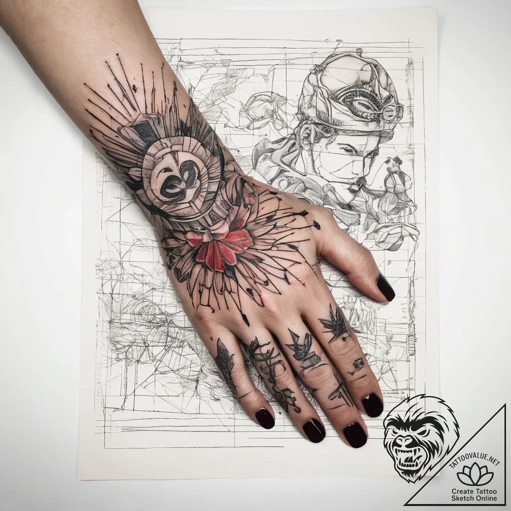 Tattoo sketch hands with a document, tattoo d... - tattoo sketch (№1758061259_0, 16.09.2025 22:20) — tattoovalue.net