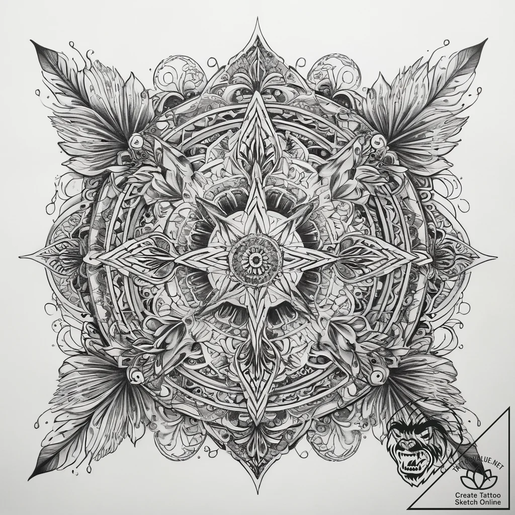 Tattoo sketch spiritual scene, tattoo flash s... - tattoo sketch (№1758061453_0, 16.09.2025 22:24) — tattoovalue.net