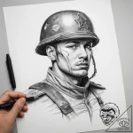 Tattoo sketch soldier with a paper – tattoo sketch (№1758062238_0, 16.09.2025 22:37) — tattoovalue.net