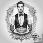 Tattoo sketch waiter a person with a dish, in… – tattoo sketch (№1758063618_0, 16.09.2025 23:00) — tattoovalue.net