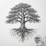 Tattoo sketch oak tree with roots – tattoo sketch (№1758064024_0, 16.09.2025 23:07) — tattoovalue.net
