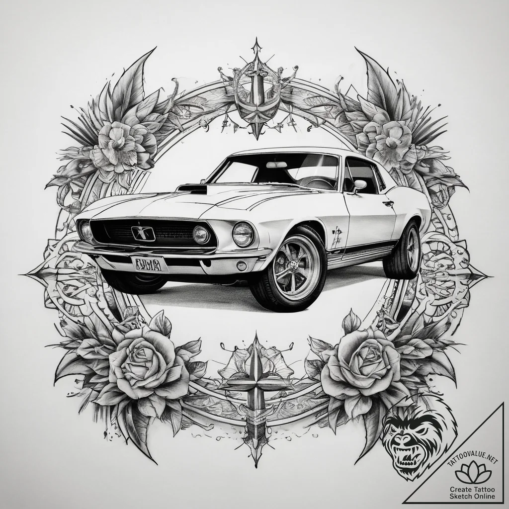 Tattoo sketch sports car tattoo, tattoo flash... - tattoo sketch (№1758064830_0, 16.09.2025 23:20) — tattoovalue.net