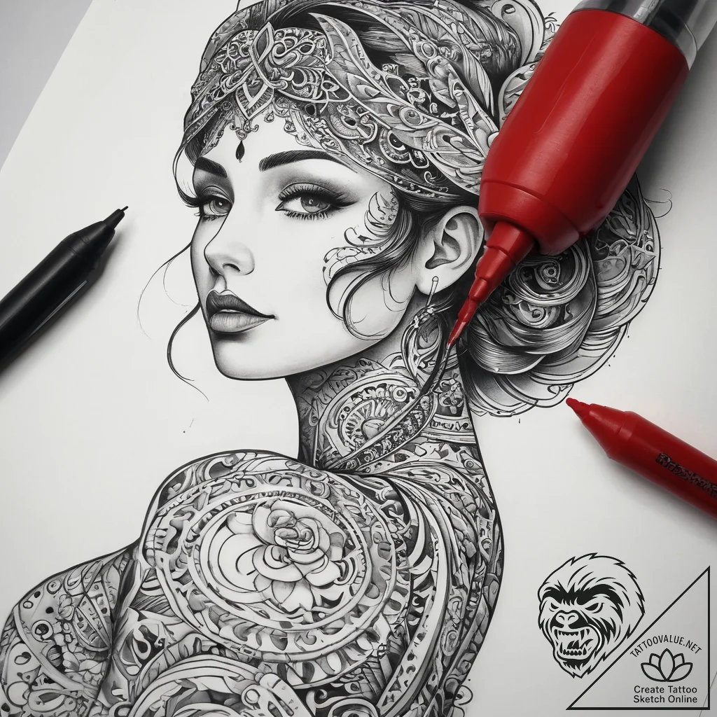 Tattoo sketch model building a finished model... - tattoo sketch (№1758065414_0, 16.09.2025 23:30) — tattoovalue.net
