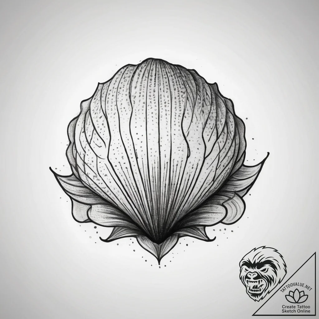 Tattoo sketch shell, ink illustration for tat... - tattoo sketch (№1758065819_0, 16.09.2025 23:36) — tattoovalue.net