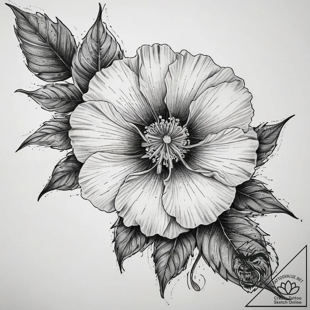 Tattoo sketch hollyhock, tattoo sketch design... - tattoo sketch (№1758068382_0, 17.09.2025 00:19) — tattoovalue.net