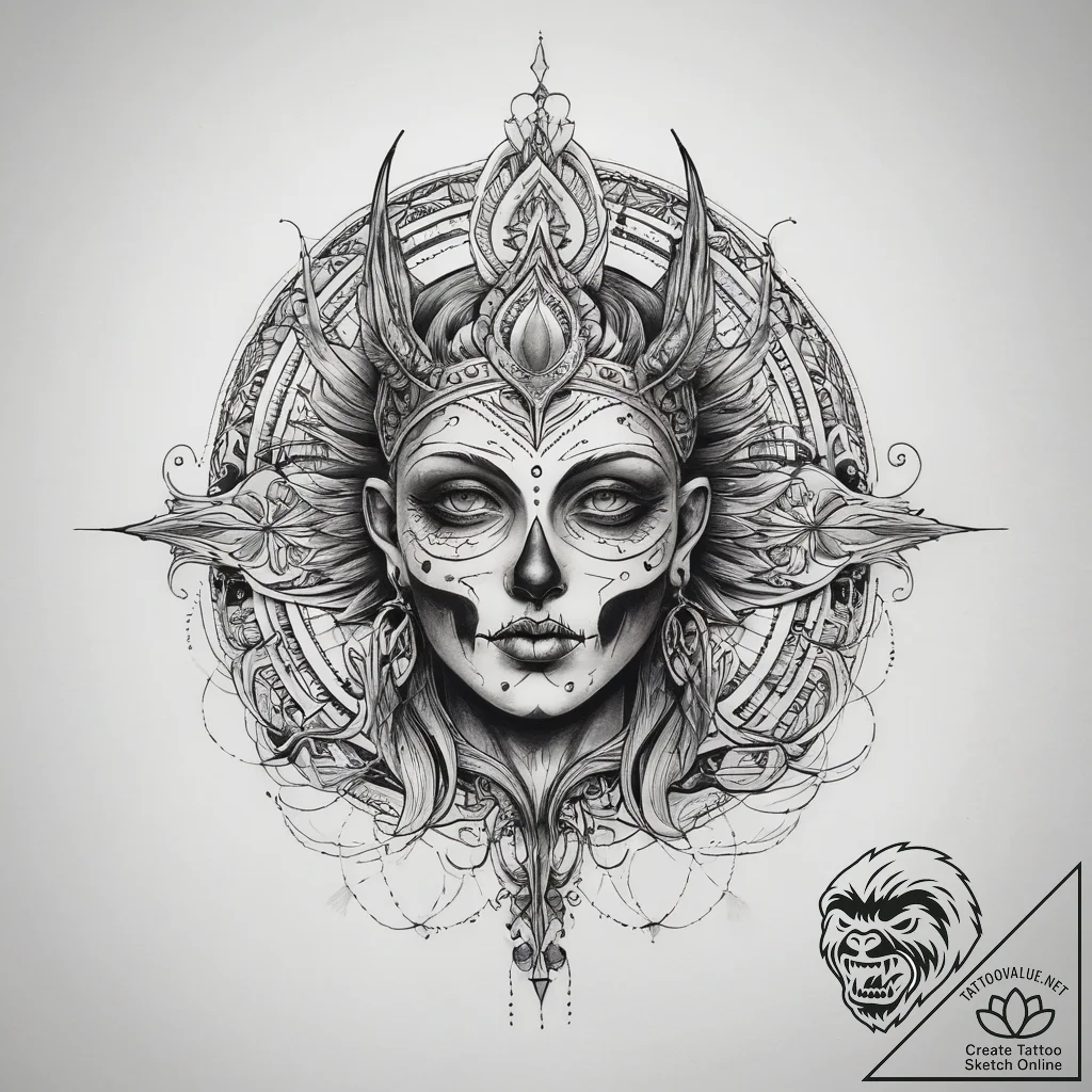 Tattoo sketch spiritual spirit, concept art f... - tattoo sketch (№1758068779_0, 17.09.2025 00:26) — tattoovalue.net