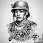 Tattoo sketch soldier with a key, tattoo flas… – tattoo sketch (№1758069578_0, 17.09.2025 00:39) — tattoovalue.net