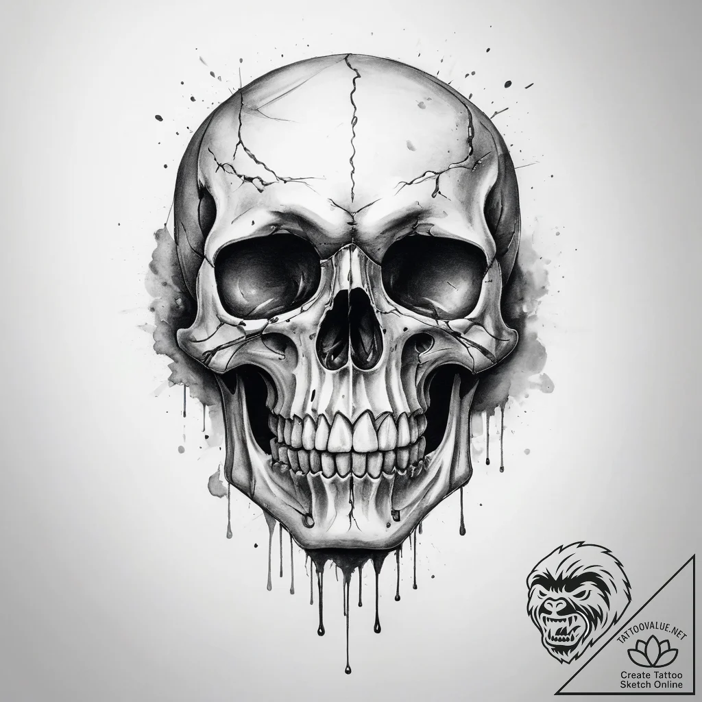 Tattoo sketch crying skull - tattoo sketch (№1758071950_0, 17.09.2025 01:19) — tattoovalue.net