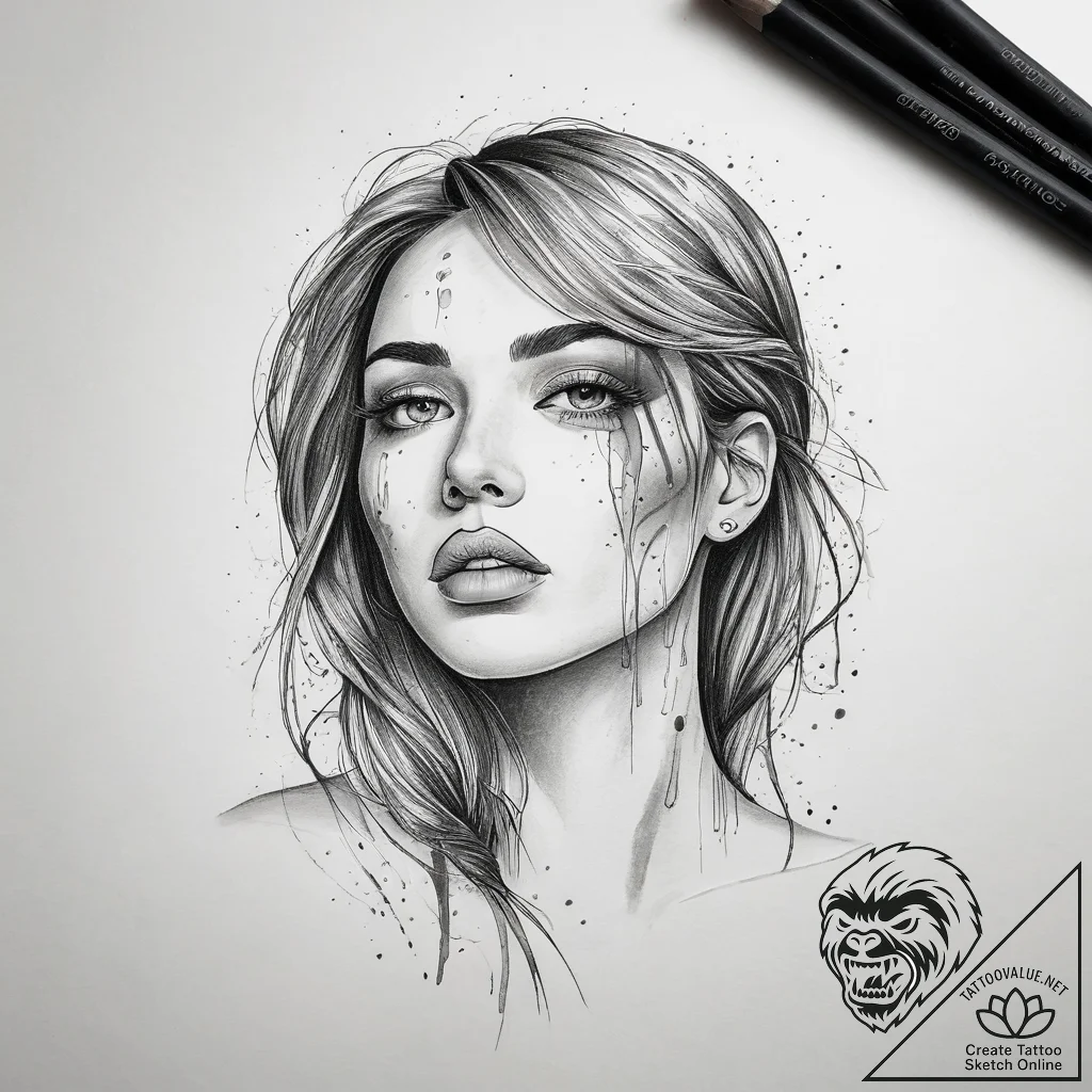 Tattoo sketch tears, concept art for tattoo,... - tattoo sketch (№1758072539_0, 17.09.2025 01:28) — tattoovalue.net