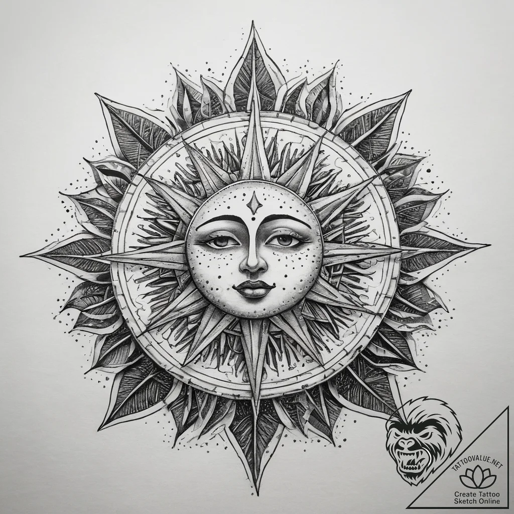 Tattoo sketch sun tattoo, tattoo line art, on... - tattoo sketch (№1758072732_0, 17.09.2025 01:32) — tattoovalue.net