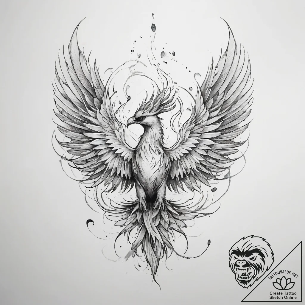 Tattoo sketch phoenix tear - tattoo sketch (№1758075489_0, 17.09.2025 02:18) — tattoovalue.net