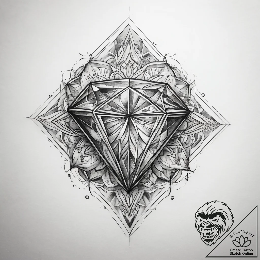 Tattoo sketch diamond tattoo - tattoo sketch (№1758076079_0, 17.09.2025 02:27) — tattoovalue.net