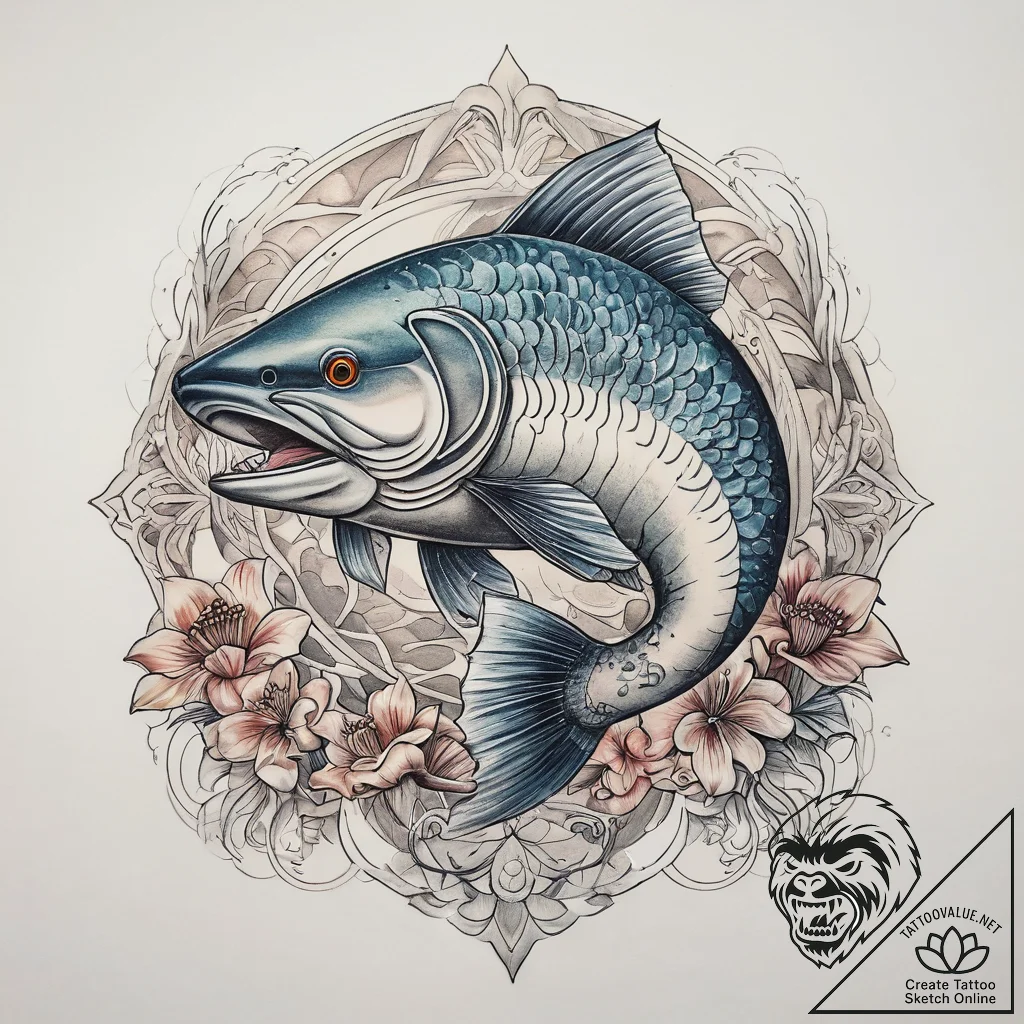 Tattoo sketch arctic char, tattoo line art, m... - tattoo sketch (№1758076282_0, 17.09.2025 02:31) — tattoovalue.net