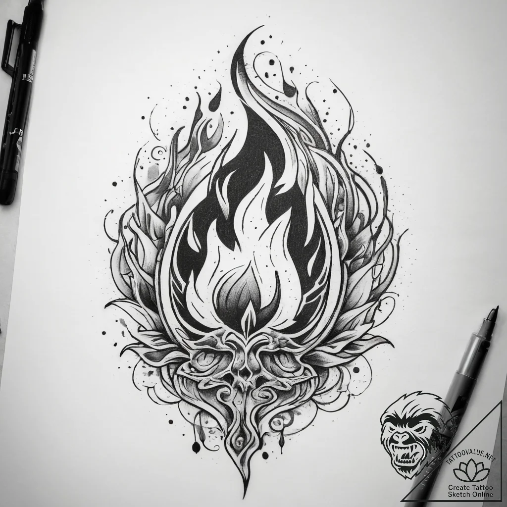 Tattoo sketch flame - tattoo sketch (№1758076676_0, 17.09.2025 02:37) — tattoovalue.net