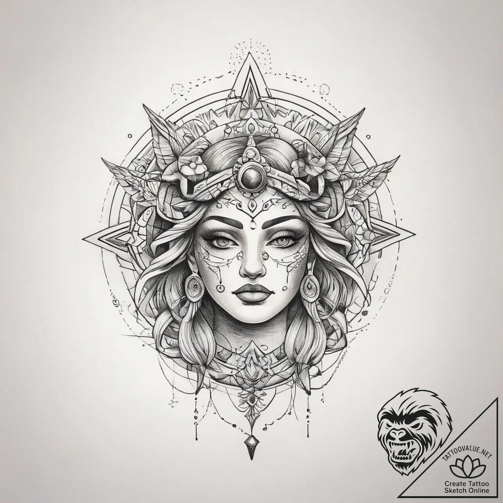Tattoo sketch cosmic myth, tattoo flash sheet... - tattoo sketch (№1758077679_0, 17.09.2025 02:54) — tattoovalue.net