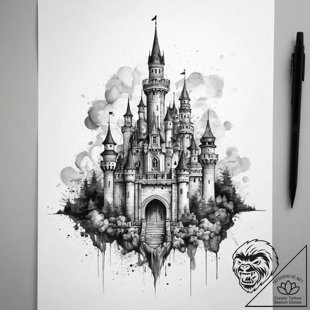 Tattoo sketch castle, tattoo drawing outline,... - tattoo sketch (№1758078066_0, 17.09.2025 03:01) — tattoovalue.net