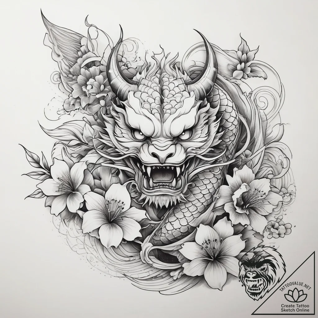 Tattoo sketch flower with a stem, tattoo line... - tattoo sketch (№1758079636_0, 17.09.2025 03:27) — tattoovalue.net