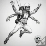 Tattoo sketch skydiving person falling, tatto… – tattoo sketch (№1758079833_0, 17.09.2025 03:30) — tattoovalue.net