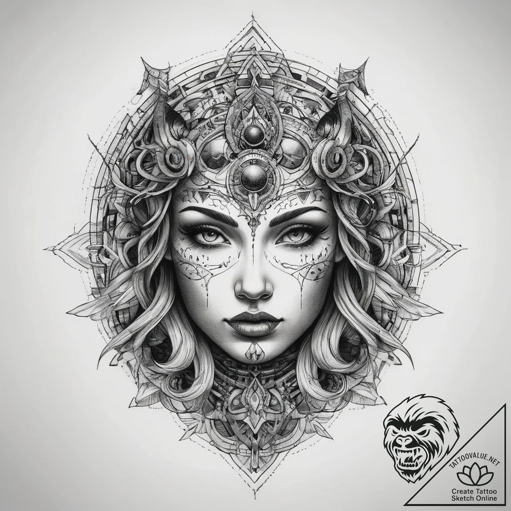 Tattoo sketch cosmic being, concept art for t... - tattoo sketch (№1758080027_0, 17.09.2025 03:33) — tattoovalue.net