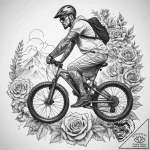 Tattoo sketch mountain biking person on a bik… – tattoo sketch (№1758081605_0, 17.09.2025 04:00) — tattoovalue.net