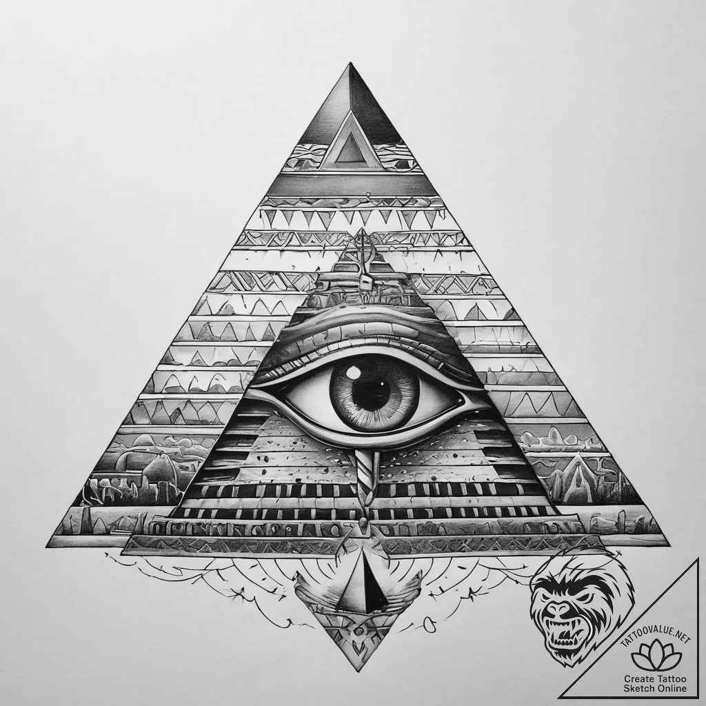 Tattoo sketch egyptian pyramid with the eye o... - tattoo sketch (№1758083582_0, 17.09.2025 04:33) — tattoovalue.net