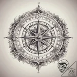 Tattoo sketch historical book with a compass,… – tattoo sketch (№1758083969_0, 17.09.2025 04:39) — tattoovalue.net