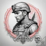 Tattoo sketch soldier with a document, tattoo… – tattoo sketch (№1758084373_0, 17.09.2025 04:46) — tattoovalue.net