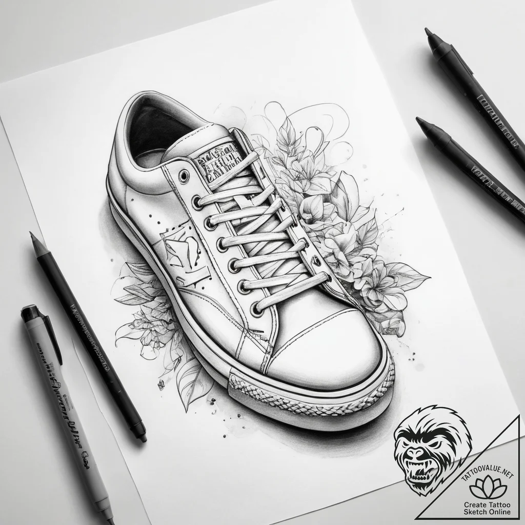 Tattoo sketch sneakers with a quote - tattoo sketch (№1758084954_0, 17.09.2025 04:55) — tattoovalue.net