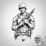 Tattoo sketch soldier with a key, artistic ta… – tattoo sketch (№1758085343_0, 17.09.2025 05:02) — tattoovalue.net
