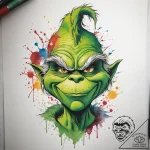 Tattoo sketch the grinch with a hand, tattoo… – tattoo sketch (№1758085735_0, 17.09.2025 05:08) — tattoovalue.net