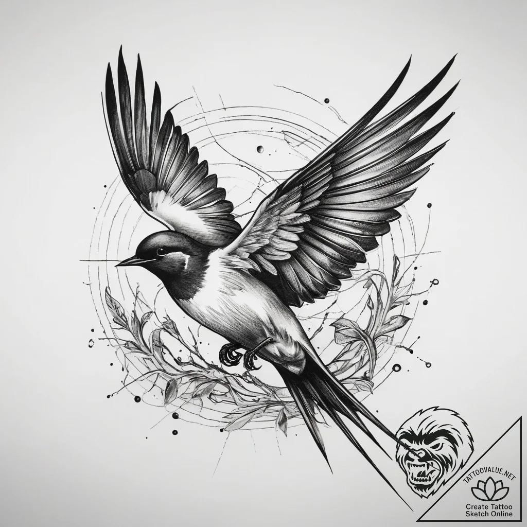Tattoo sketch swallow, tattoo flash sheet des... - tattoo sketch (№1758086329_0, 17.09.2025 05:18) — tattoovalue.net