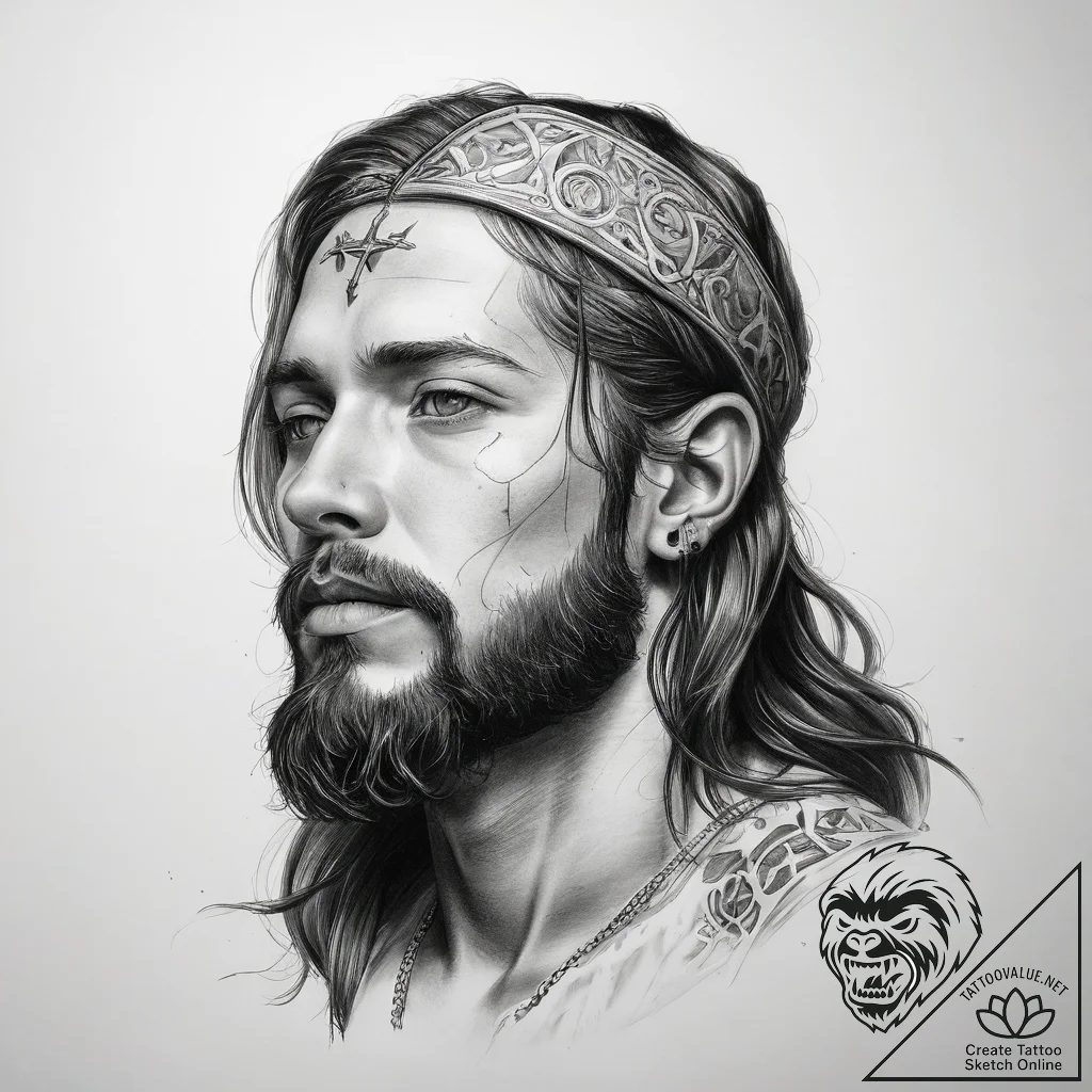 Tattoo sketch holy person - tattoo sketch (№1758088482_0, 17.09.2025 05:54) — tattoovalue.net