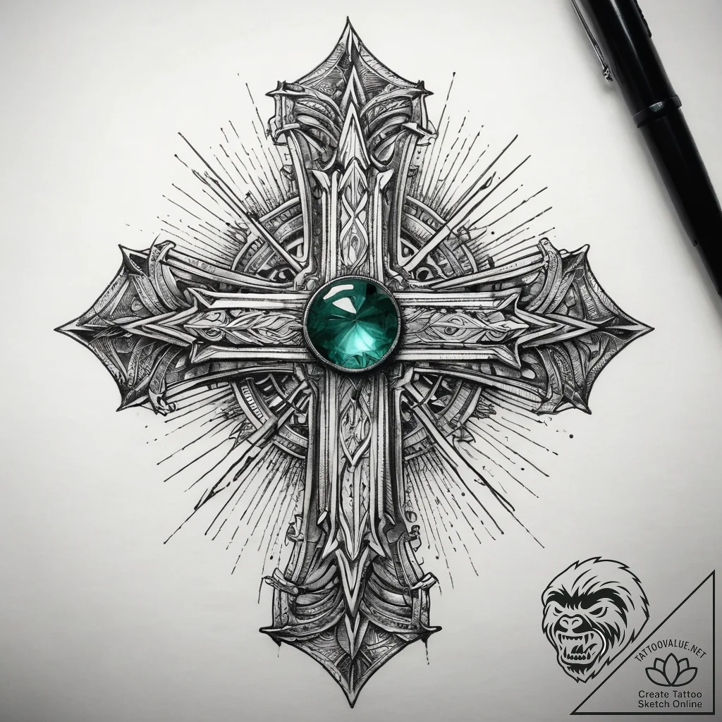 Tattoo sketch emerald, artistic tattoo sketch... - tattoo sketch (№1758088676_0, 17.09.2025 05:57) — tattoovalue.net